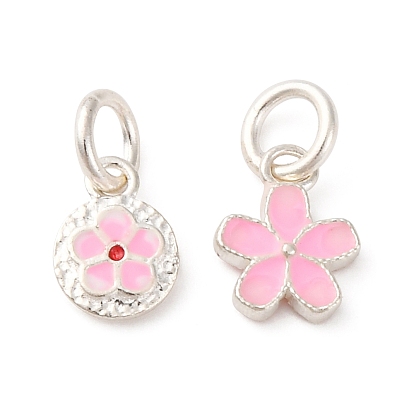 Изящные серебряные перламутровые розовые эмалевые цветочные подвески, с перемычками и 999 штампом