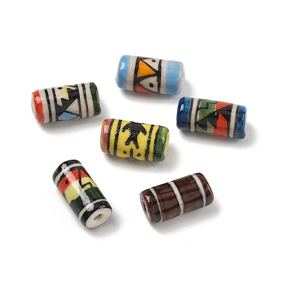 Фарфоровые бусины ручной работы, колонна с этническим узором, яркие глазированный фарфор