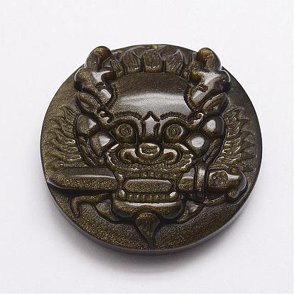 Natural Golden Sheen Obsidian Carven Pendants, Pixiu