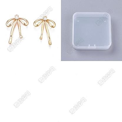 16 pcs laiton micro pavé pendentifs en zircone cubique claire, sans nickel, bowknot