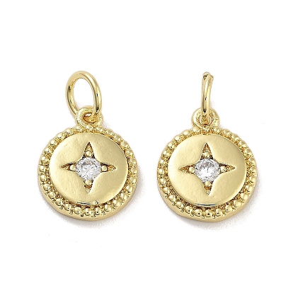 Подвески из латуни с покрытием из прозрачного кубического циркония, с целью перехода в кольце, долговечный, без свинца и без кадмия, круглая со звездой