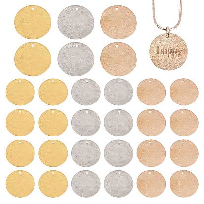30 шт. 3 цвета вакуумное покрытие pvd 304 текстурированные подвески из нержавеющей стали, плоско-круглые