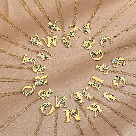 304 ожерелья с подвесками в виде цветка из нержавеющей стали, золотые