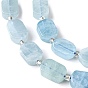 Natural Aquamarine Beads Strands, with Seed Beads, Rectangle