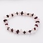 Gemstone Stretch Bracelets, with Iron Findings, Silver Color Plated