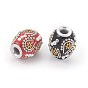Handmade Indonesia Beads, with Metal Findings, Seed Beads, Oval
