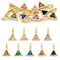 9Pcs 9 Colors Triangle Brass Micro Pave Cubic Zirconia Charms, Rack Plating, Long-Lasting Plated, Cadmium Free & Lead Free, Golden