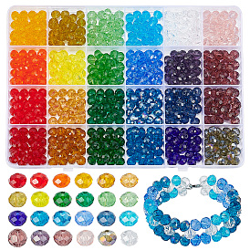 600 шт 24 цвета стеклянные бусины, граненые, рондель