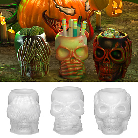 No See Hear Talk Halloween Theme Skull Silicone Mold, Storage Box Mold, Resin Casting Mold
