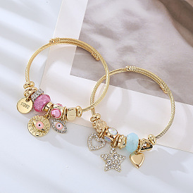 Bracelet incrusté de cristal réglable - bracelet de perles diy à la mode, choix des couples.