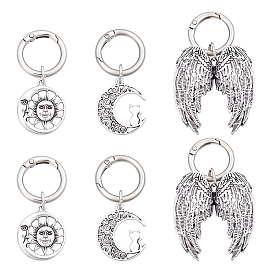 6Pcs 3 Styles Alloy Shoe Charms, with Spring Gate Rings, Boot Shoe Decoration, Antique Silver & Platinum