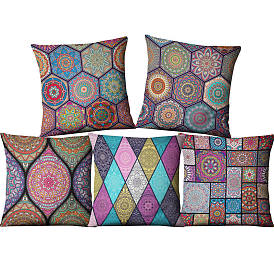 Indian Mandala Geometric Pillowcase Linen Cushion Cover Home Car Decor