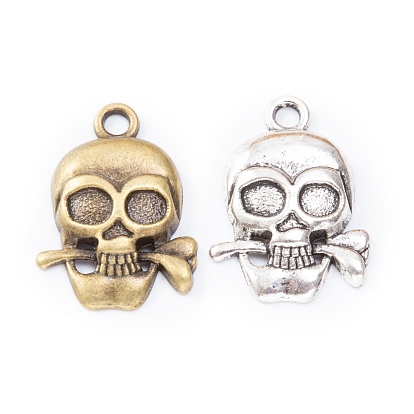 Tibetan Style Alloy Pendants, Skull