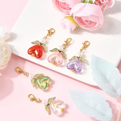 Ангел прозрачный акриловый кулон украшения, с АБС-пластиком, имитацией жемчуга и крылом из сплава