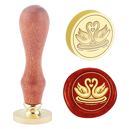 Набор ретро восковых печатей, включая деревянную ручку из груши сафлора и съемную латунную головку, для конвертов, приглашения, подарочная карта