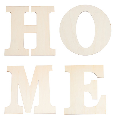 Word Home Unfinished Wood Slices, Laser Cut Wood Shapes, for DIY Painting Ornament Christmas Home Decor Pendants