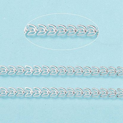 Handmade Brass Hollow Out Leaf Link Chains, Soldered, with Spool