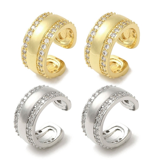 Серьги-манжеты из латуни с микро-паве, прозрачные кольца с кубическим цирконием для женщин, без кадмия и без свинца, долговечный