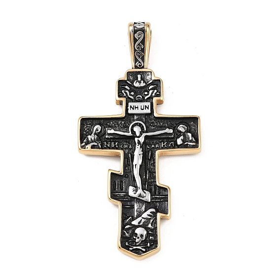 304 из нержавеющей стали большие кулоны, двусторонний православный амулет-распятие, ионное покрытие (ip)