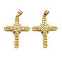 Brass Micro Pave Clear Cubic Zirconia Pendants, Cadmium Free & Lead Free, Long-Lasting Plated, Cross