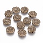 Tibetan Style Alloy Beads, Cadmium Free & Nickel Free & Lead Free, Flat Round, 13x13x4mm, Hole: 2mm, about 430pcs/1000g