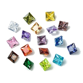 Cubic Zirconia Cabochons, Point Back, Square