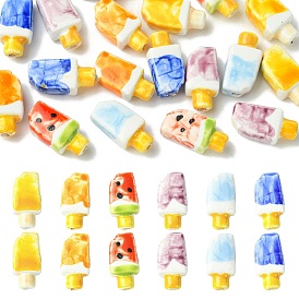18шт 6 цвета фарфоровые бусины ручной работы, форма мороженого, яркие глазированный фарфор