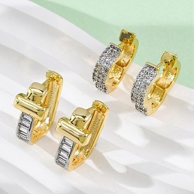 Латунные серьги-кольца из прозрачного кубического циркония, долговечный, без свинца и без кадмия, крестик