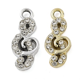 Alloy Rhinestone Pendants, UV Plated, Musical Note