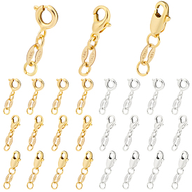 24шт. 6 стили латунные пружинные кольца-застежки, с застежками-карабинами из сплава и латуни