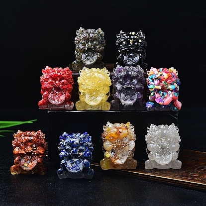 Смоляные фигурки пиксиу витрина украшения, с драгоценными камнями, фен-шуй энергетический камень подарок для домашнего офиса украшение рабочего стола