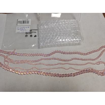 5 Strands 5 Size Transparent Electroplate Glass Beads Strands, Half Rainbow Plated, Faceted, Rondelle