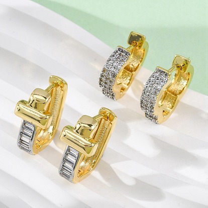 Латунные серьги-кольца из прозрачного кубического циркония, долговечный, без свинца и без кадмия, крестик