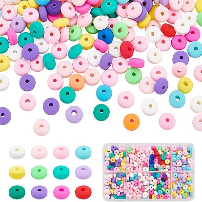 4 Stränge 4 Farben handgemachte Fimo Perlen Stränge, für DIY Schmuck Bastelbedarf, Flachrund