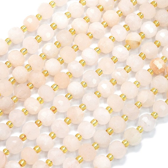 Натуральный розовый авантюрин бисер нитей, с бисером, граненые, фонарь