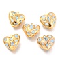 Natural Pearl Pendants, with Golden Brass Findings, Heart