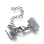 304 Stainless Steel Curb Chain Extender, with Lobster Claw Clasps and Ribbon Crimp Ends