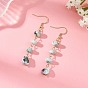 Natural Larimar Dangle Earrings, 304 Stainless Steel Earrings for Women