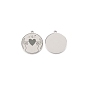 304 Stainless Steel Pendants, Flat Round with Heart Pattern