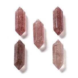 Natural Strawberry Quartz Double Terminated Pointed Beads, No Hole, Faceted, Bullet
