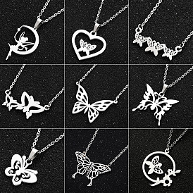 Stainless steel spring butterfly fairy simple insect pendant clavicle chain accessories