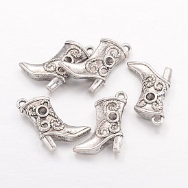 Tibetan Style Alloy Pendant Cabochon Rhinestone Settings, Boot, Lead Free & Cadmium Free, 20x14x4mm, Hole: 1mm, about 374pcs/1000g, Fit for 2mm rhinestone