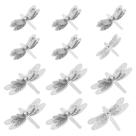 12шт. 2 стили латунные филигранные соединительные элементы звенья, с кристально горный хрусталь, стрекоза