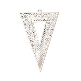 Rack Plating Brass Filigree Pendants, Long-Lasting Plated, Triangle Charms
