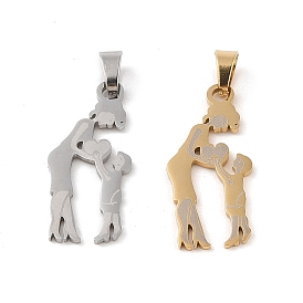 Mother's Day Ion Plating(IP) 304 Stainless Steel Pendants, Laser Cut, Mother and Son Charm