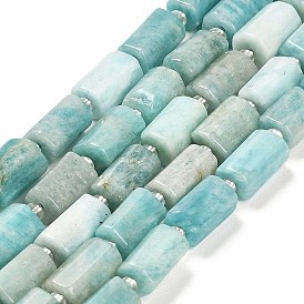 Natural Amazonite Beads Strands, with Seed Beads, Faceted Column