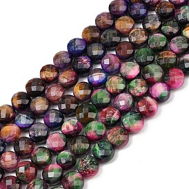 Природных тигровый глаз бисер нитей, граненый ромб, плоско-круглые, окрашенная и подогревом