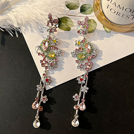 Fashion earrings women's long tassel flower earrings high-end sense party ear accessories