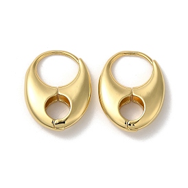 Rack Plating Brass Oval Hoop Earrings, Lead Free & Cadmium Free, Long-Lasting Plated