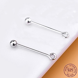 925 Sterling Silver Screw On Eye Ball Pins, Beadable Pin, for Jewelry Making